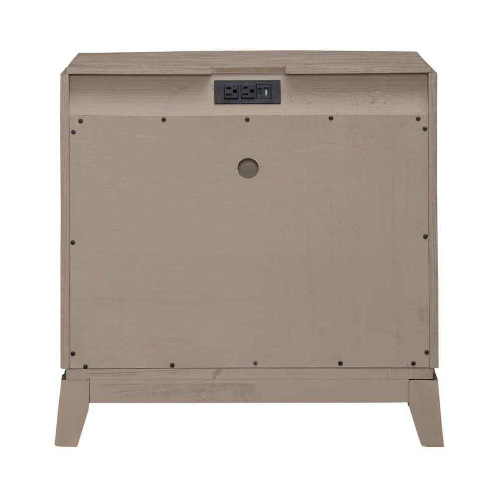 Bedroom Nightstand with Charging Station AC, USB-A, USB-C - Burnished Beige Oak
