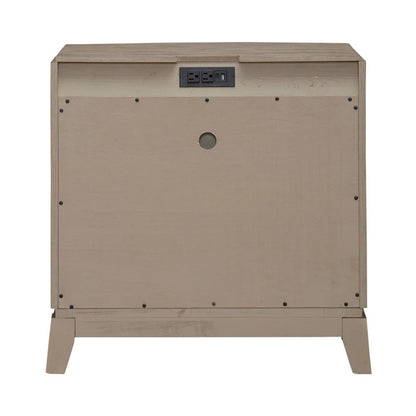 Bedroom Nightstand with Charging Station AC, USB-A, USB-C - Burnished Beige Oak