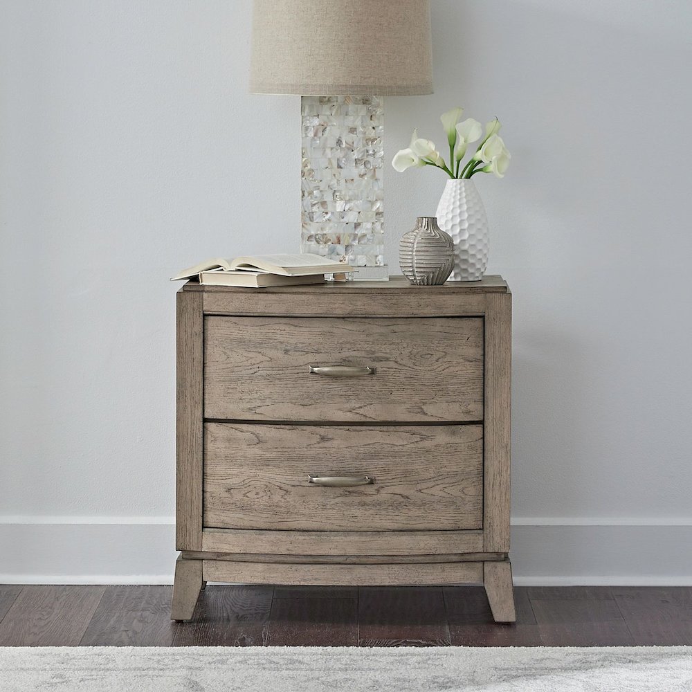 Bedroom Nightstand with Charging Station AC, USB-A, USB-C - Burnished Beige Oak