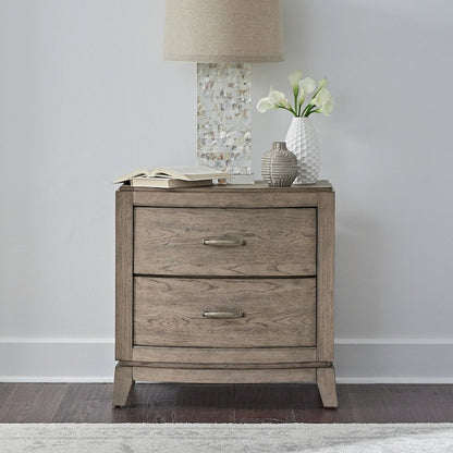 Bedroom Nightstand with Charging Station AC, USB-A, USB-C - Burnished Beige Oak