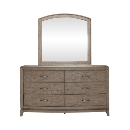 Avalon Dresser & Mirror for Bedroom - Burnished Beige Oak Wood