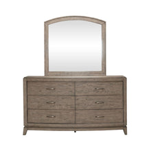 Avalon Dresser & Mirror for Bedroom - Burnished Beige Oak Wood