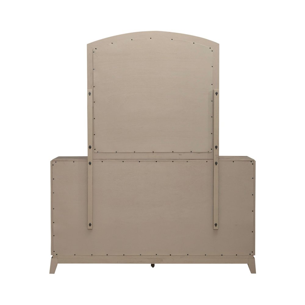 Avalon Dresser & Mirror for Bedroom - Burnished Beige Oak Wood