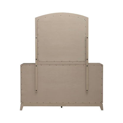 Avalon Dresser & Mirror for Bedroom - Burnished Beige Oak Wood