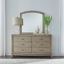 Avalon Dresser & Mirror for Bedroom - Burnished Beige Oak Wood