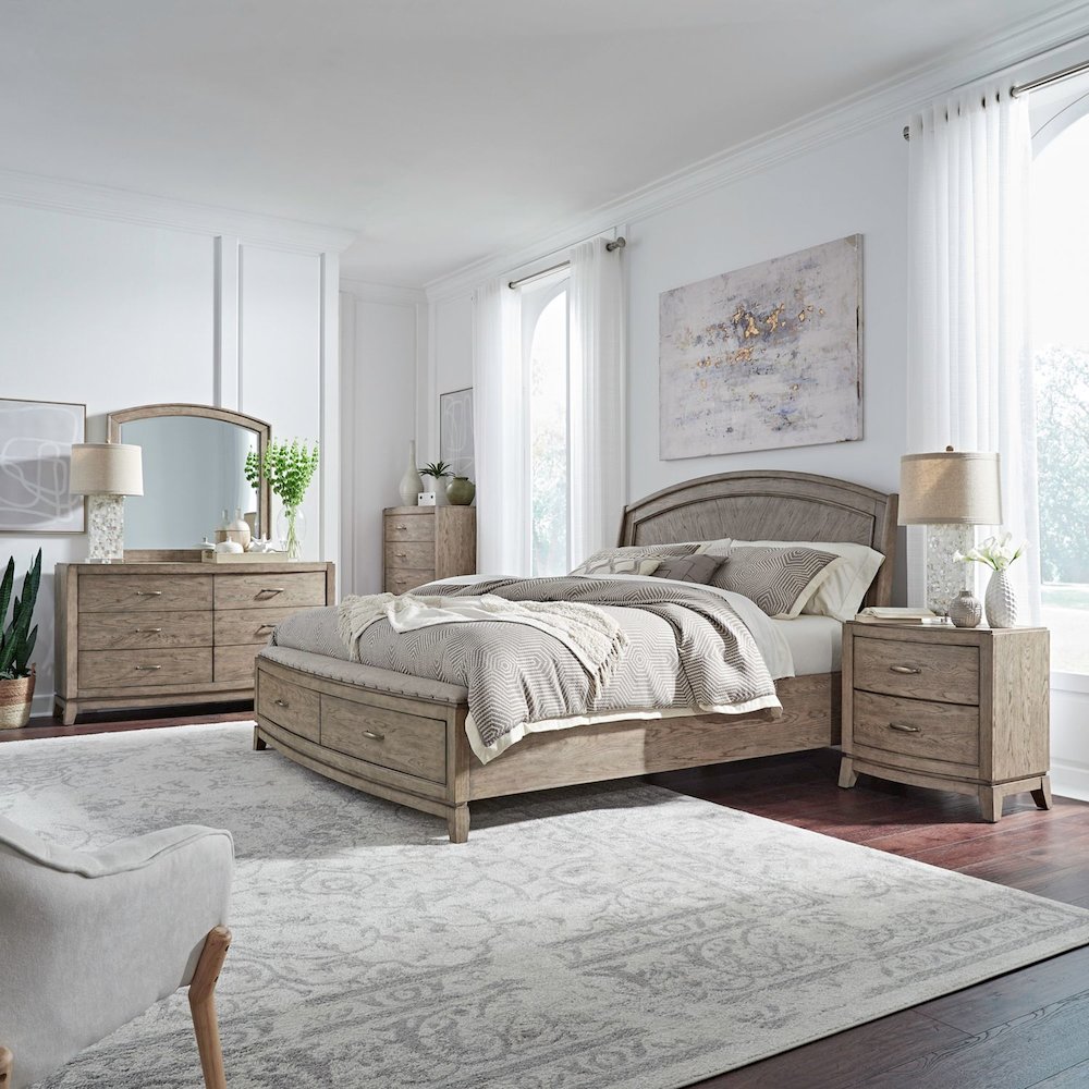 King Panel Storage Bed, Dresser & Mirror, Chest, Nightstand - Bedroom Sets