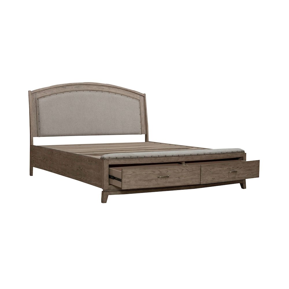 Avalon King Upholstered Storage Bed Frame with Footboard Drawer