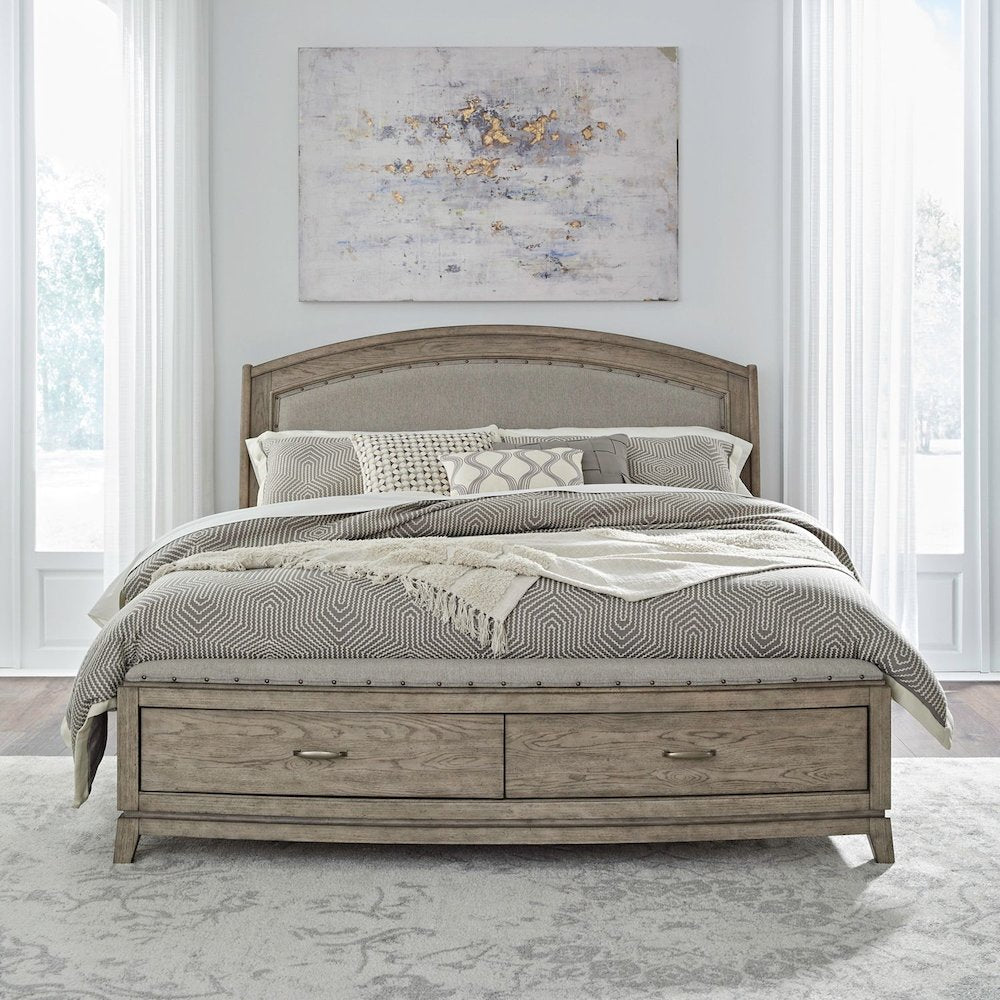 Avalon King Upholstered Storage Bed Frame with Footboard Drawer
