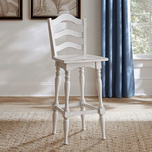 Ladderback Swivel Bar Stools - Set of 2  - Antique White & Weathered Bark