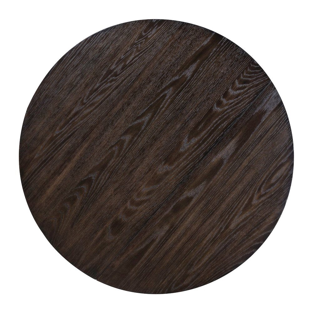 Round Lift Top Cocktail Table Bottom Storage Shelf - Peppercorn Oak Wood