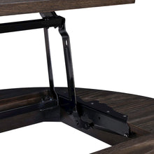 Round Lift Top Cocktail Table Bottom Storage Shelf - Peppercorn Oak Wood