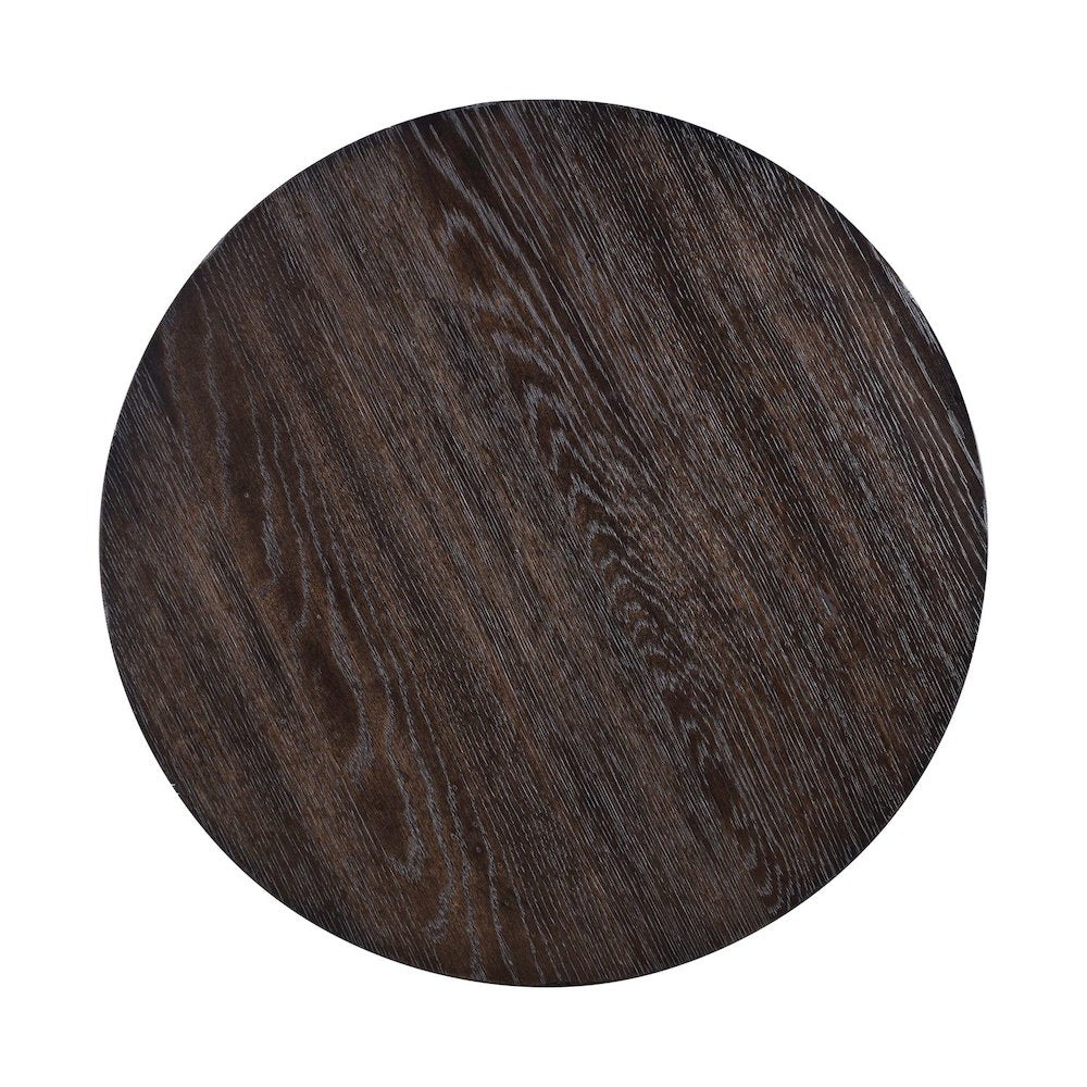 Weston Living Room Round End Table Bottom Storage Shelf - Peppercorn Oak Wood