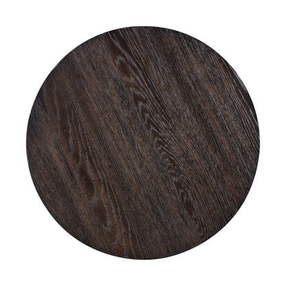 Weston Living Room Round End Table Bottom Storage Shelf - Peppercorn Oak Wood