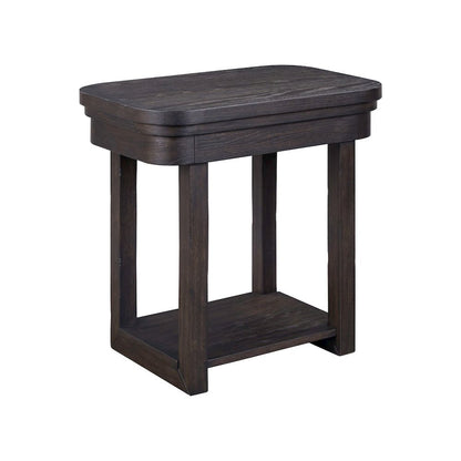 Weston Living Room Chairside Table Bottom Storage Shelf - Peppercorn Oak Wood