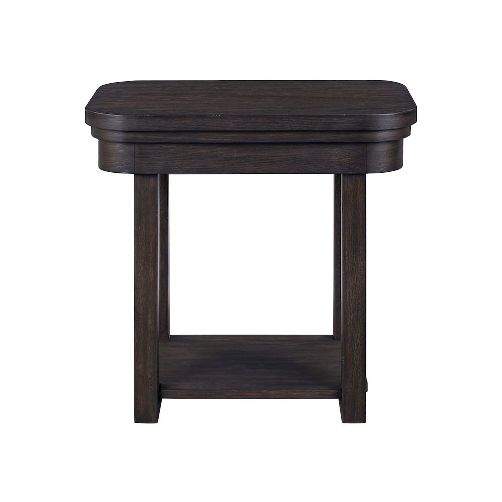Weston Living Room Chairside Table Bottom Storage Shelf - Peppercorn Oak Wood