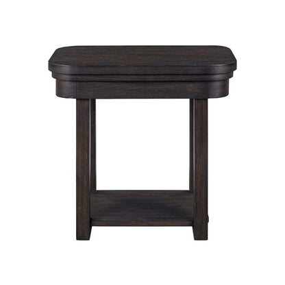 Weston Living Room Chairside Table Bottom Storage Shelf - Peppercorn Oak Wood