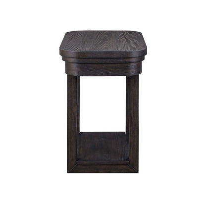 Weston Living Room Chairside Table Bottom Storage Shelf - Peppercorn Oak Wood