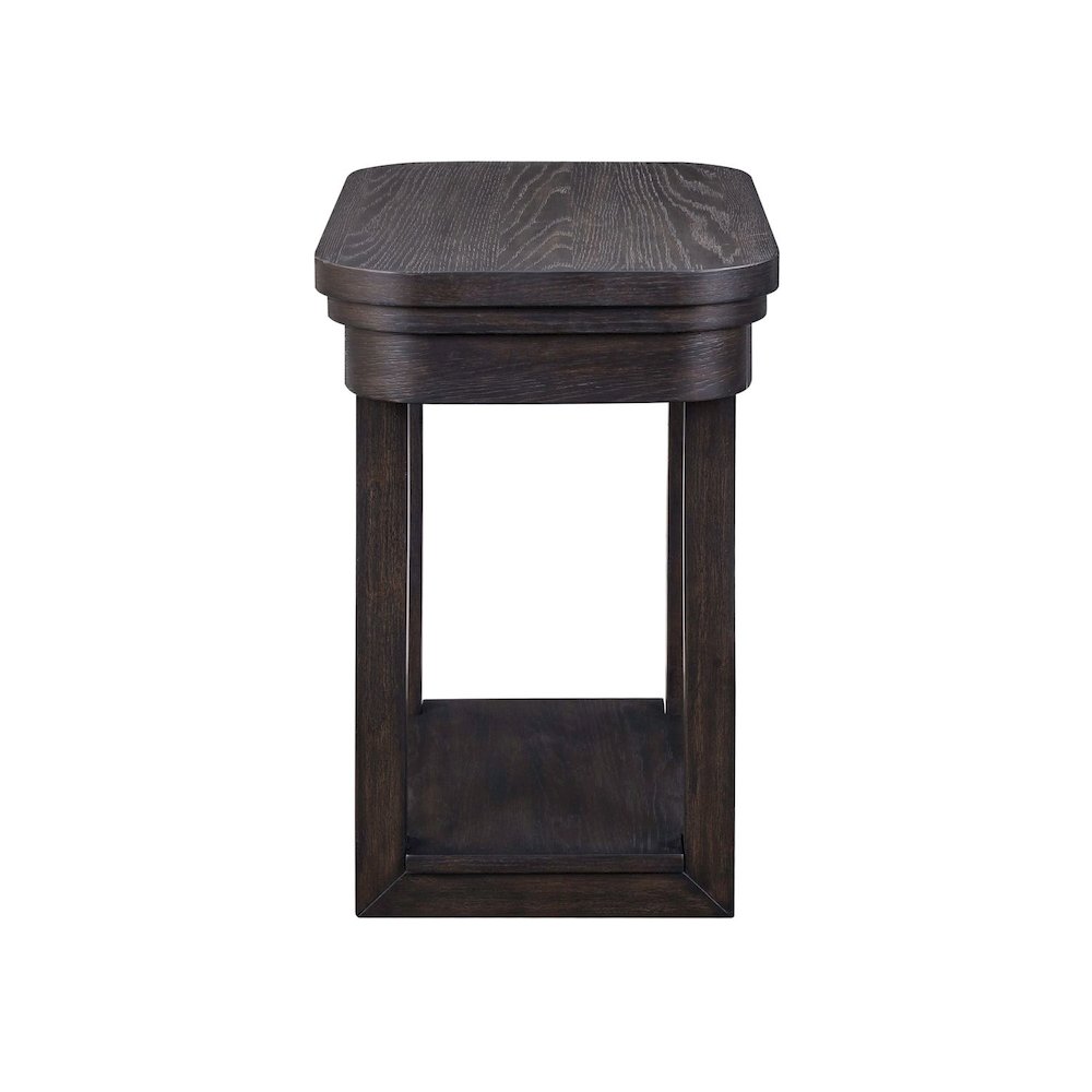 Weston Living Room Chairside Table Bottom Storage Shelf - Peppercorn Oak Wood