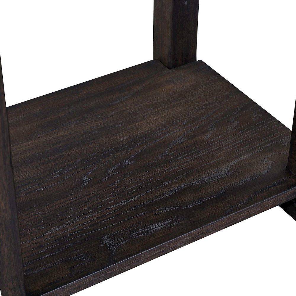 Weston Living Room Chairside Table Bottom Storage Shelf - Peppercorn Oak Wood