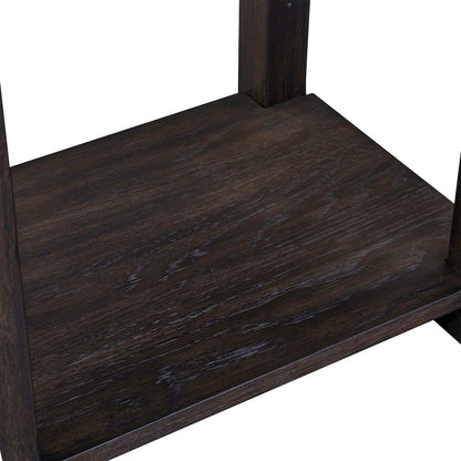 Weston Living Room Chairside Table Bottom Storage Shelf - Peppercorn Oak Wood