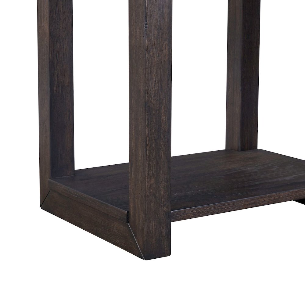 Weston Living Room Chairside Table Bottom Storage Shelf - Peppercorn Oak Wood