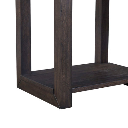 Weston Living Room Chairside Table Bottom Storage Shelf - Peppercorn Oak Wood
