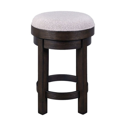 Swivel Console Stool 25" Height  - Peppercorn Oak Wood with Taupe Linen