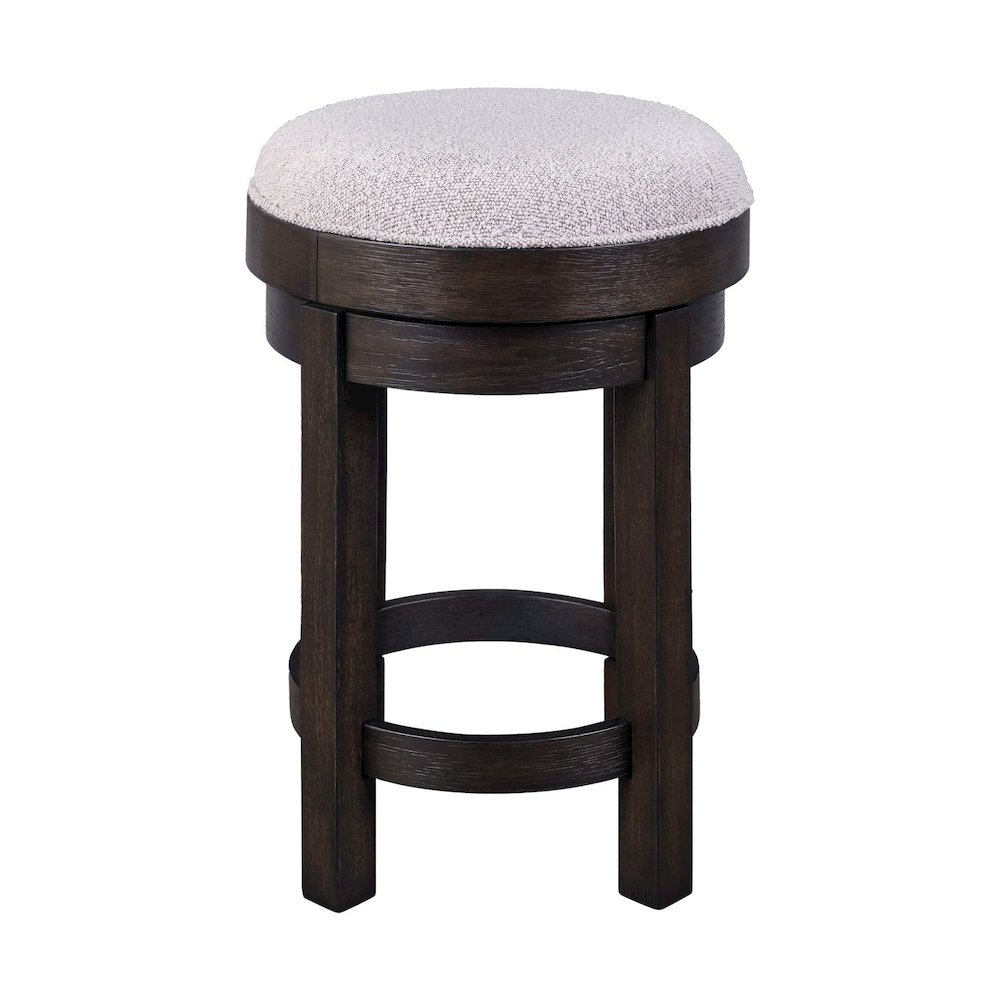 Swivel Console Stool 25" Height  - Peppercorn Oak Wood with Taupe Linen