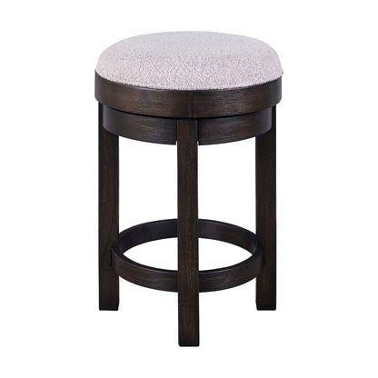Swivel Console Stool 25" Height  - Peppercorn Oak Wood with Taupe Linen