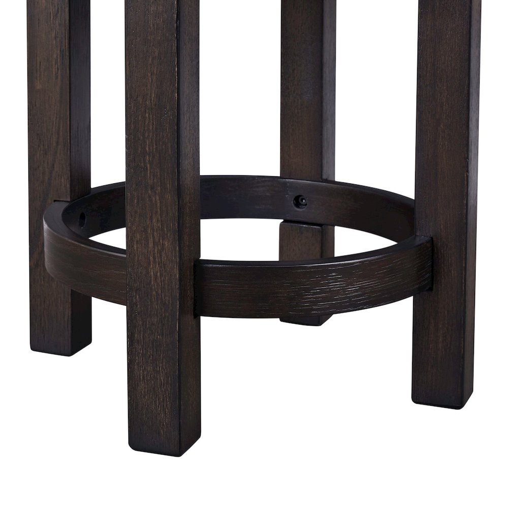 Swivel Console Stool 25" Height  - Peppercorn Oak Wood with Taupe Linen
