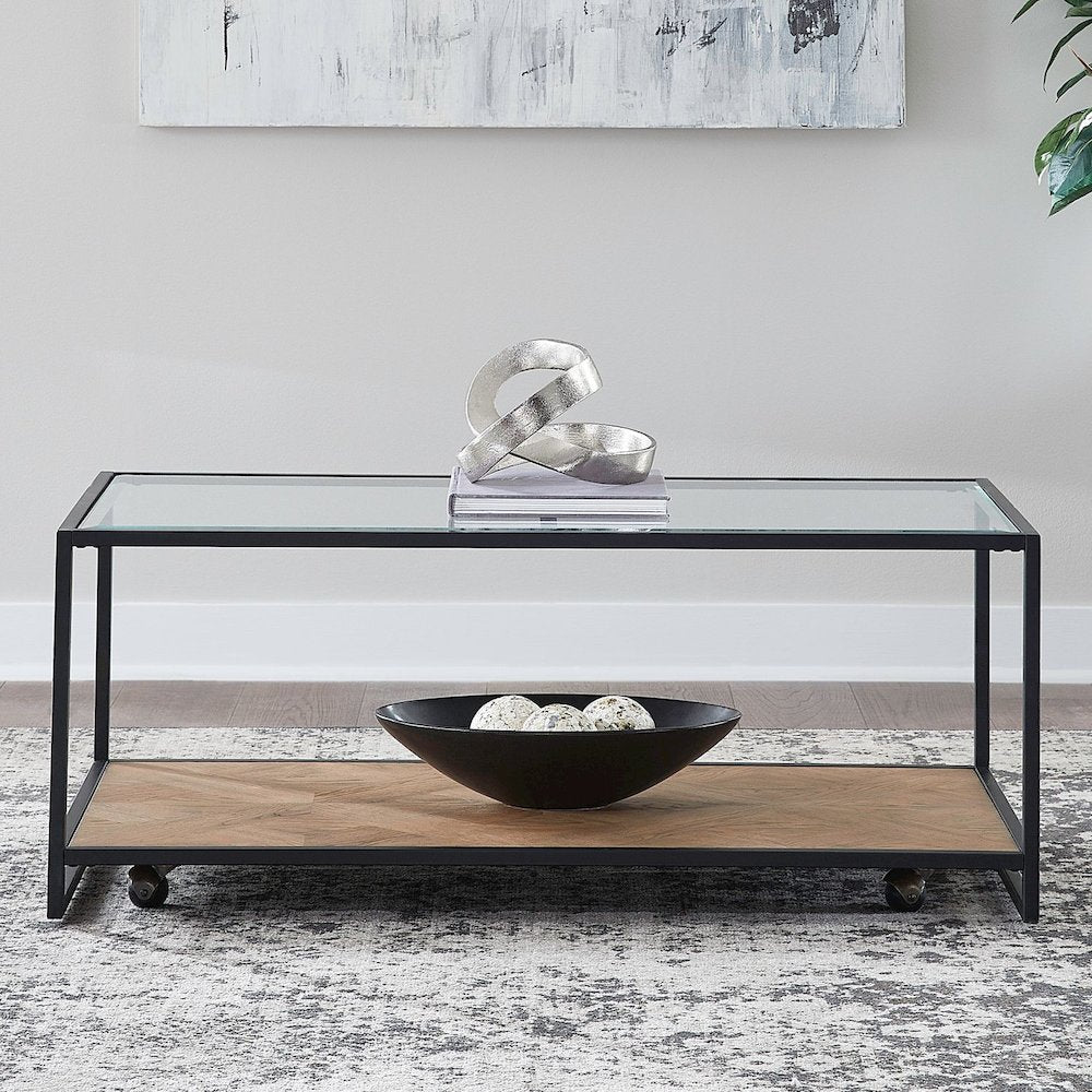 Bedford Cocktail Table for Living Room - Weathered Oak