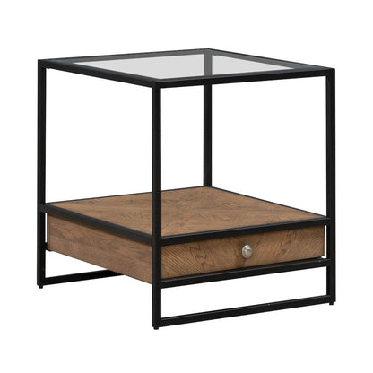 Bedford Drawer End Table for Living Room - Weathered Oak