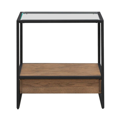 Bedford Drawer End Table for Living Room - Weathered Oak