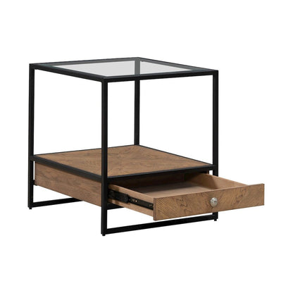 Bedford Drawer End Table for Living Room - Weathered Oak