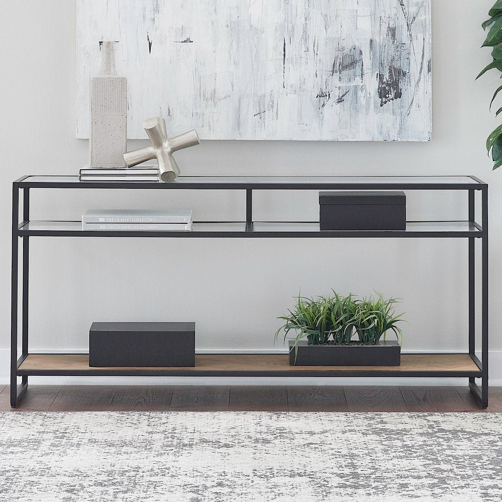 Bedford Sofa Table for Living Room - Weathered Oak