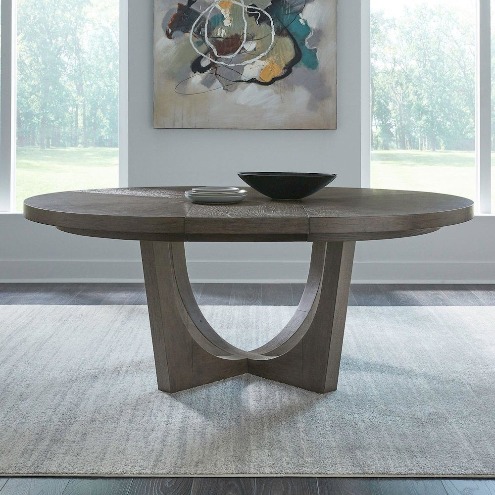 5 Piece Pedestal Table Dining Set with 4 Upholstered Chairs - Satin Espresso