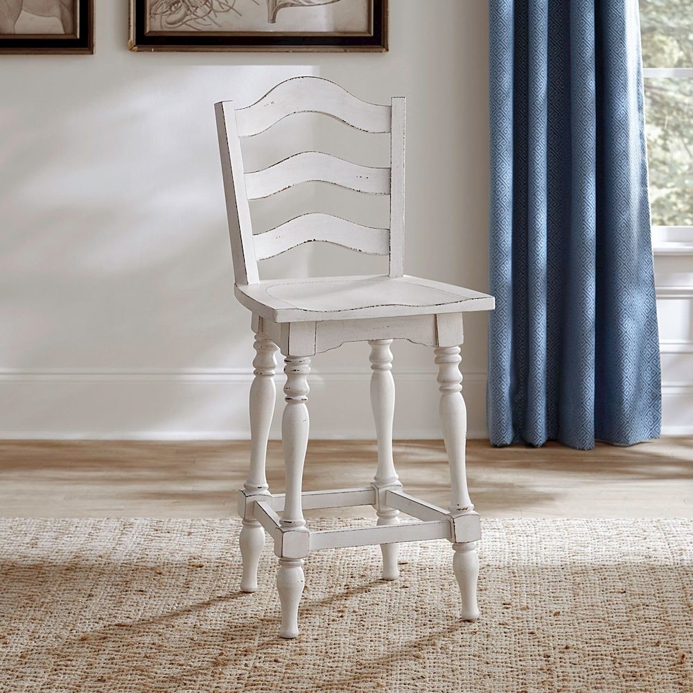 Ladderback Swivel Counter Height Chairs for Dining Room - Set of 2