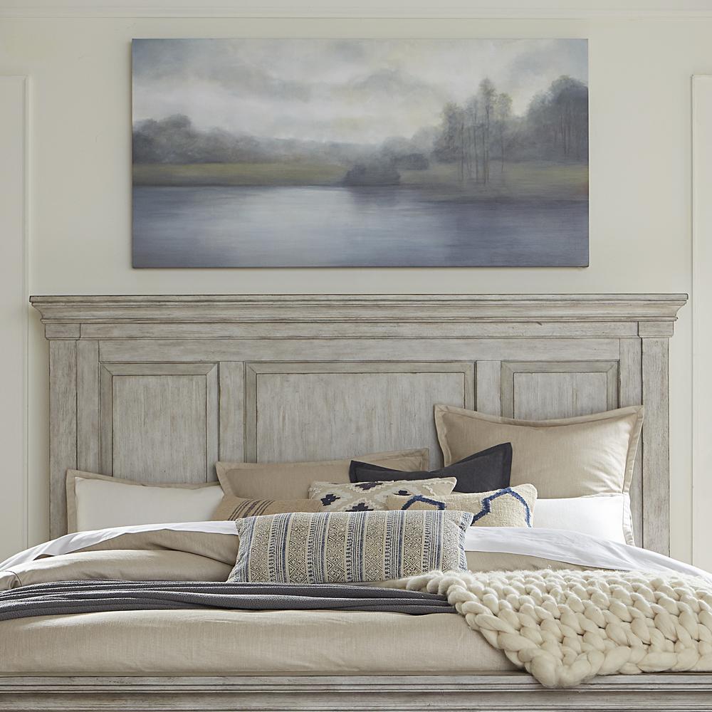 Heartland King Panel Headboard in Antique White w/ Tobacco Top