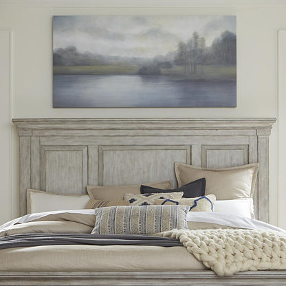 Heartland King Panel Headboard in Antique White w/ Tobacco Top
