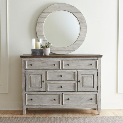 Heartland 2 Door 6 Drawer Chesser in Antique White w/ Tobacco Top