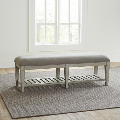 Heartland Bed Bench in Antique White w/ Tobacco Top