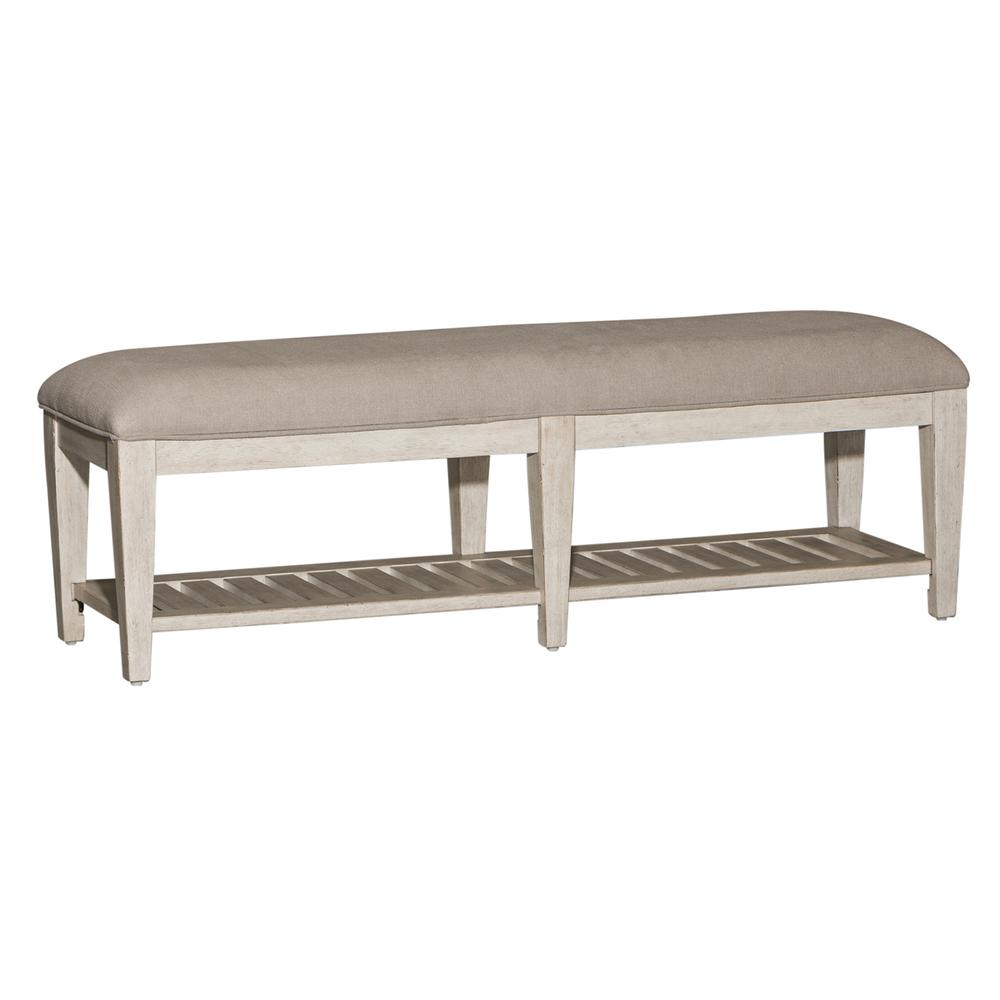 Heartland Bed Bench in Antique White w/ Tobacco Top