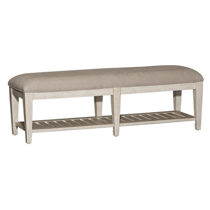 Heartland Bed Bench in Antique White w/ Tobacco Top