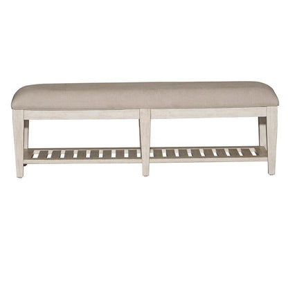 Heartland Bed Bench in Antique White w/ Tobacco Top