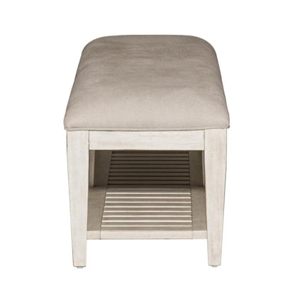 Heartland Bed Bench in Antique White w/ Tobacco Top