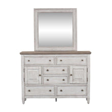 Heartland Dresser & Mirror in Antique White w/ Tobacco Top