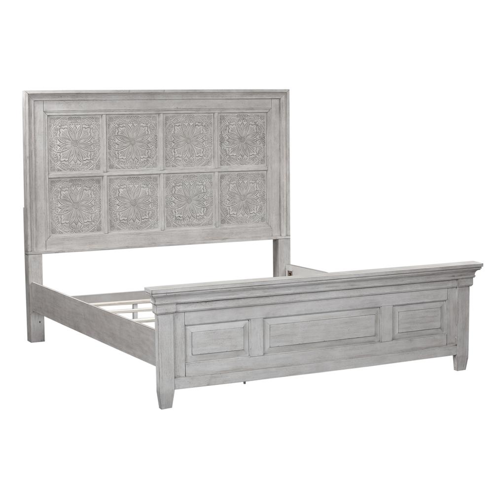 Heartland Optional King Panel Bed in Antique White w/ Tobacco Top