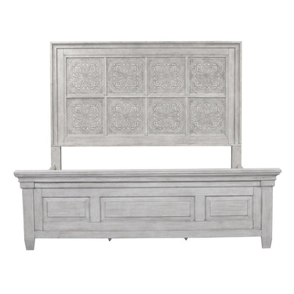 Heartland Optional King Panel Bed in Antique White w/ Tobacco Top