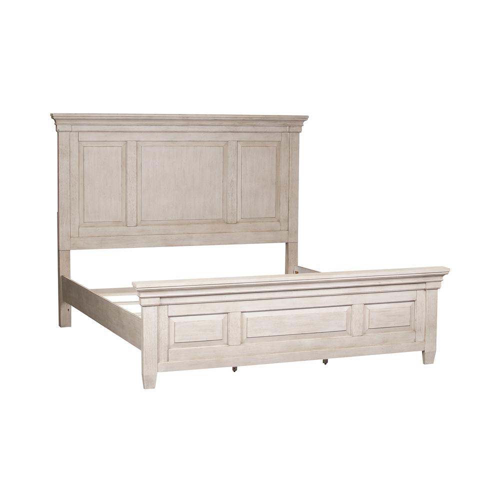 Heartland Queen Panel Bed in Antique White w/ Tobacco Top