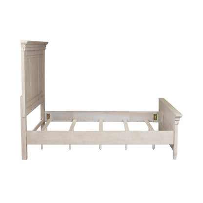Heartland Queen Panel Bed in Antique White w/ Tobacco Top